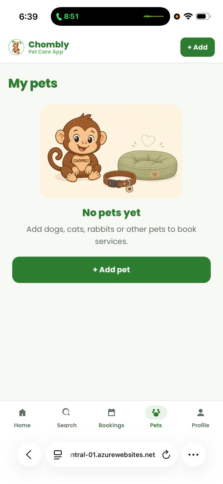My pets management screen